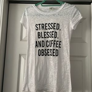 Size Med (fits small), white T-shirt